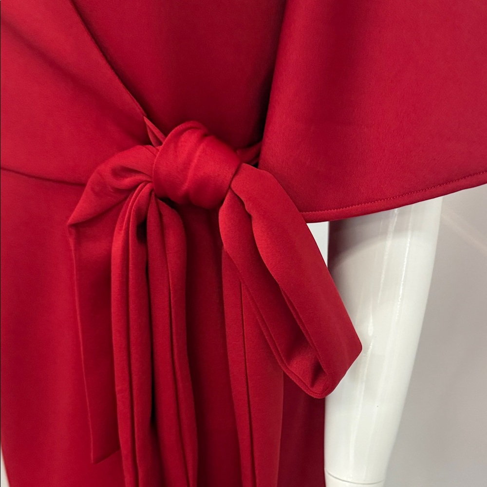 Pia Gladys Perey Chic Red Midi Wrap Dress NWT - Picture 4 of 7
